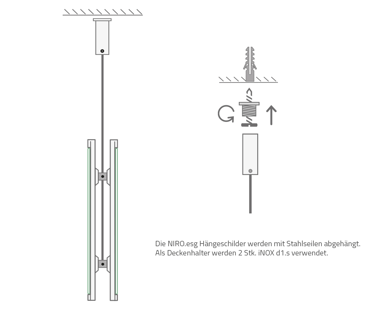 Hängeschild beidseitig NIRO.esg