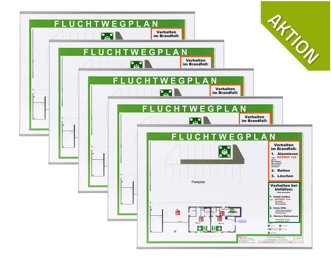 Fluchtwegschild ALU.b1 - 5 Stück - AKTION