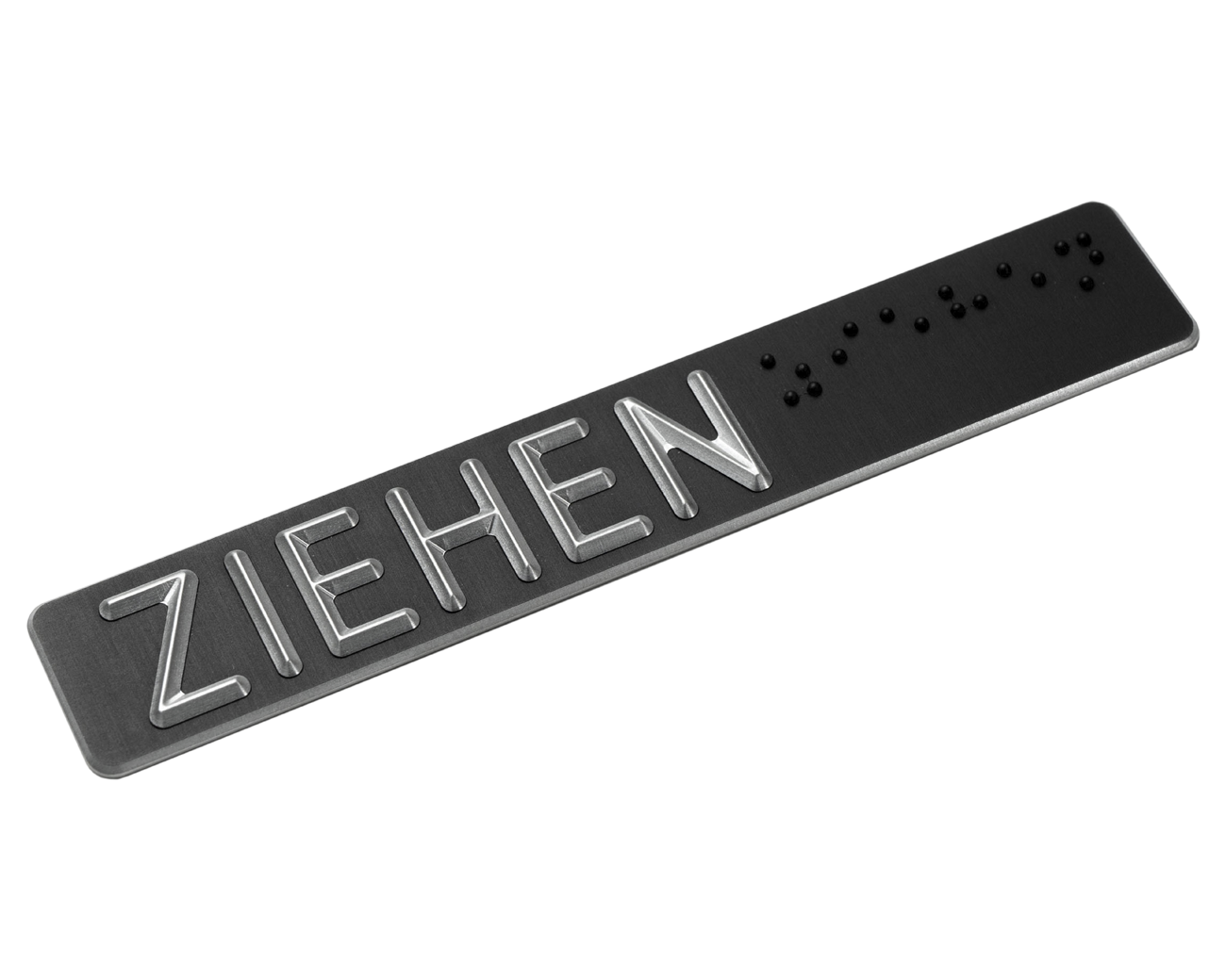 Taktiles Aluminiumschild schwarz eloxiert gefräst nach Ö V2105