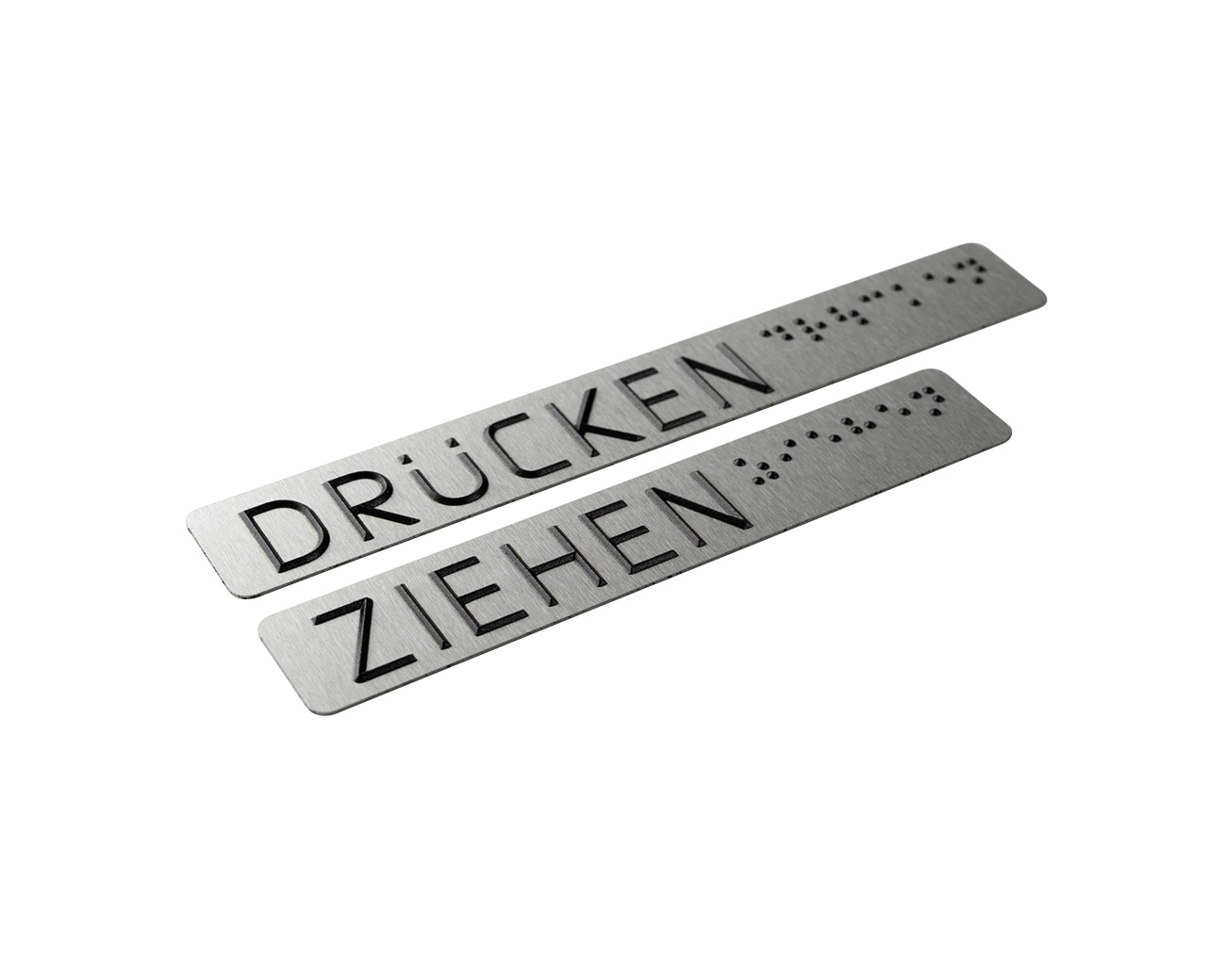 Taktiles Edelstahlschild mit UV-Druck schwarz